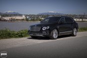 Chrome Mesh Grille Redesigning Black Bentley Bentayga's Face in a Stylish Way