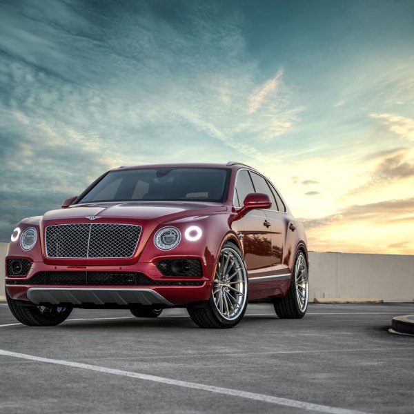 Chrome Mesh Grille on Red Bentley Bentayga - Photo by Anrky Wheels