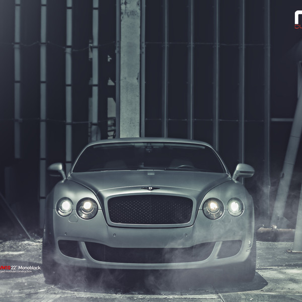 Dark Smoke Halo Headlights on Gray Bentley Continental - Photo by Vellano