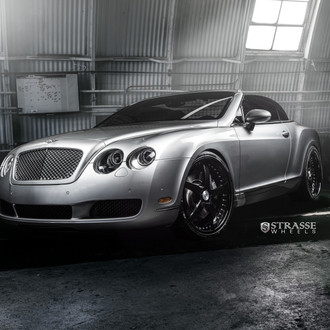 Silver Bentley Continental with Dark Smoke Halo Headlights - Photo by Strasse Forged
