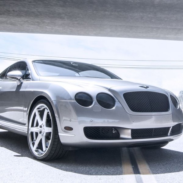 Silver Bentley Continental with Dark Smoke Headlights - Photo by Concept One Wheels