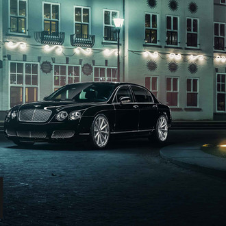 Black Bentley Flying Spur with Chrome Grille - Photo by Vossen