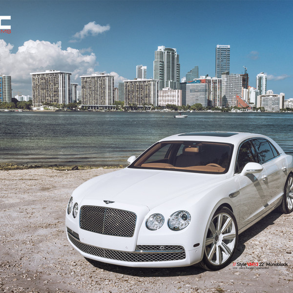 Chrystal Clear Headlights on White Bently Flying Spur - Photo by Vellano