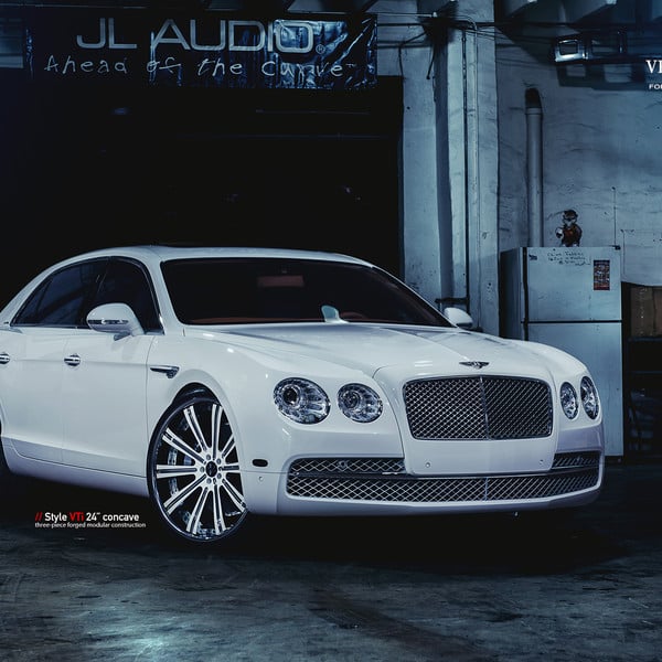Aftermarket Front Bumper on White Bently Flying Spur - Photo by Vellano