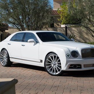 White Bentley Mulsanne with Chrome Billet Grille - Photo by Forgiato