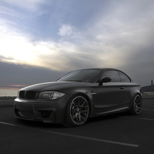 Black BMW 1-Series with Custom Front Bumper - Photo by Zito Wheels