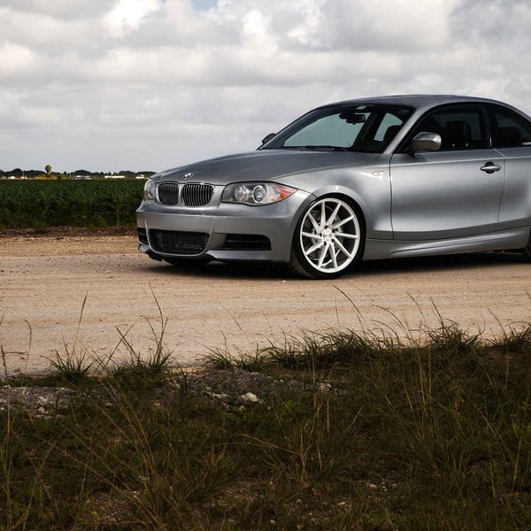Silver BMW 1-Series with Custom Front Bumper - Photo by Vossen