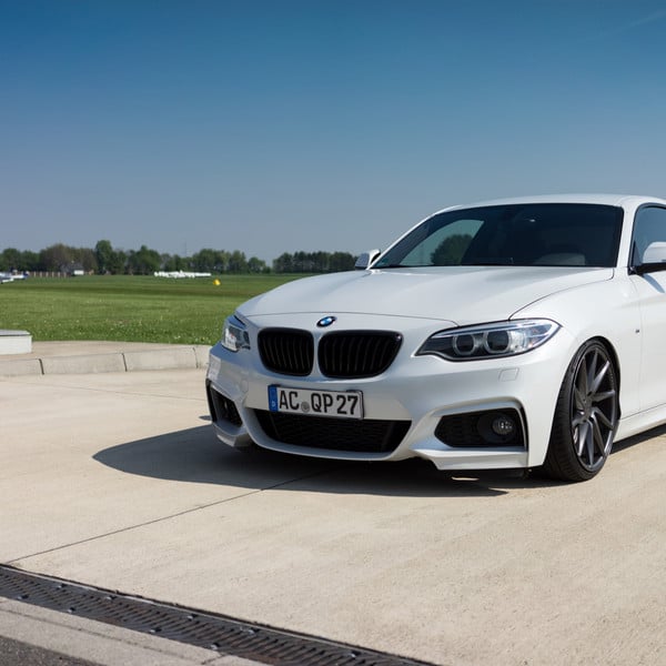 White BMW 2-Series with Custom Front Bumper Cover - Photo by Vossen