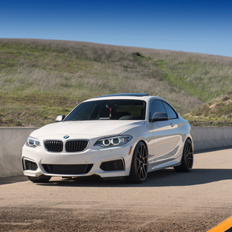White BMW 2-Series with Aftermarket Halo Headlights - Photo by Beyern Wheels