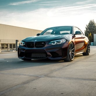 Burgundy BMW 2-Series with Custom Halo Headlights - Photo by Vossen