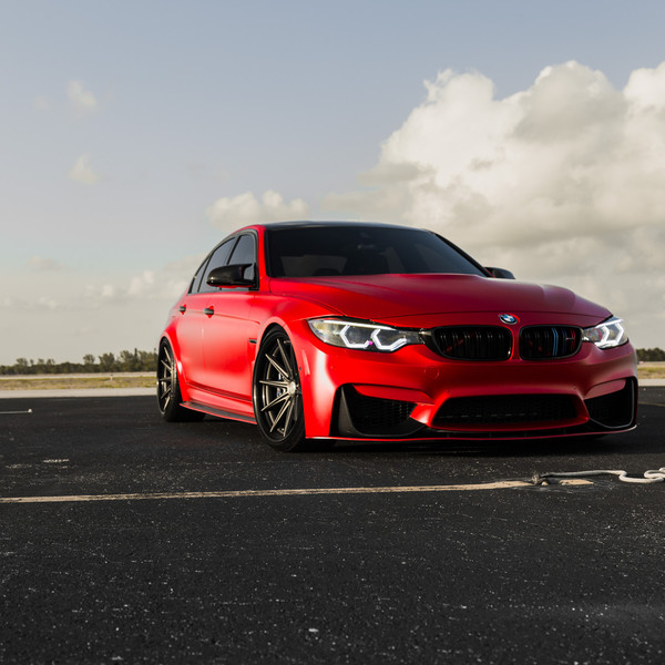 Ruby Red BMW M3 on Air Suspension and VOSSEN Wheels - Photo by Vossen