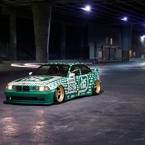 Custom Lowered Green Debadged BMW 3-Series - Photo by Rotiform