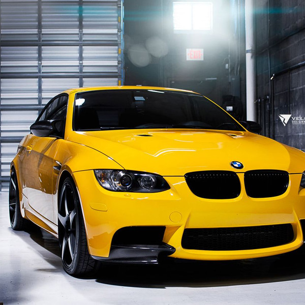 Custom Hood with Air Vents on Yellow BMW M3 - Photo by ADV.1