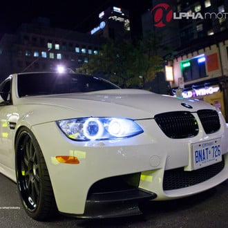 Carbon Fiber Front Bumper Lips on White BMW M3 - Photo by ADV.1