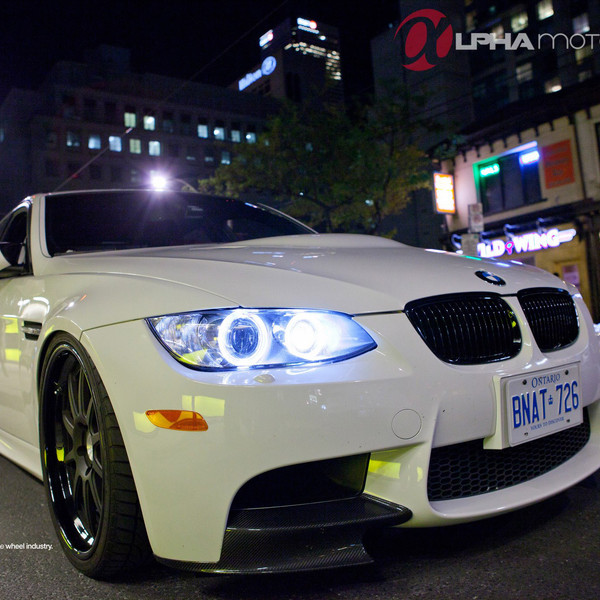 Carbon Fiber Front Bumper Lips on White BMW M3 - Photo by ADV.1