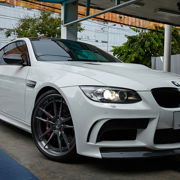 White BMW M3 Carbon Fiber Front Lip Spoiler - Photo by ADV.1