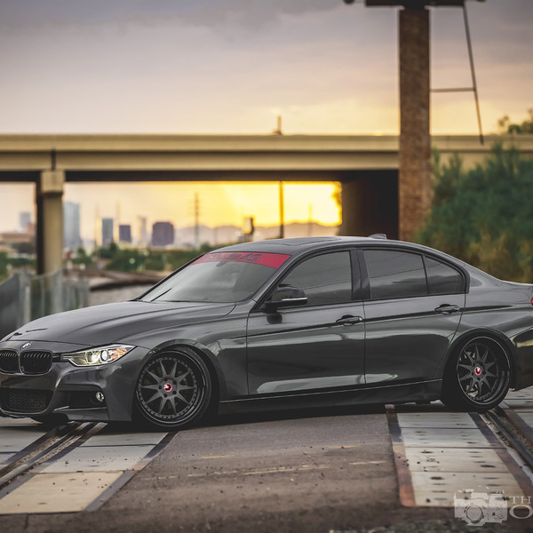 Custom Projector Headlights on Gray BMW 3-Series - Photo by Avant Garde Wheels