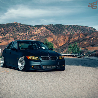 Custom Stanced Dark Blue Matte BMW 3-Series - Photo by Avant Garde Wheels