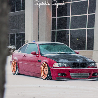 Red Stanced BMW 3-Series with Custom Hood - Photo by Avant Garde Wheels