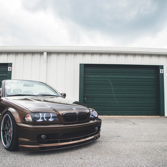 Brown Convertible BMW 3-Series with Custom Headlights - Photo by Avant Garde Wheels