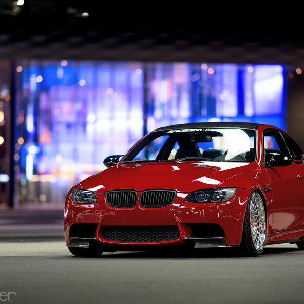 Gloss Red BMW 3-Series on Custom Wheels - Photo by Avant Garde Wheels