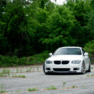 White BMW 3-Series with Custom Black Front Lip - Photo by Avant Garde Wheels