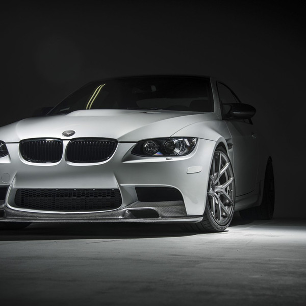 White BMW 3-Series with Custom Carbon Fiber Front Lip - Photo by Vorsteiner
