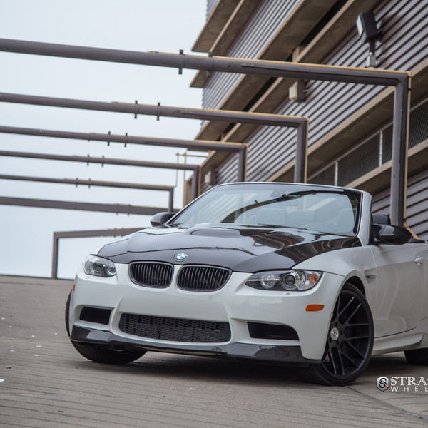 Custom Black Hood on White Convertible BMW 3-Series - Photo by Strasse Forged