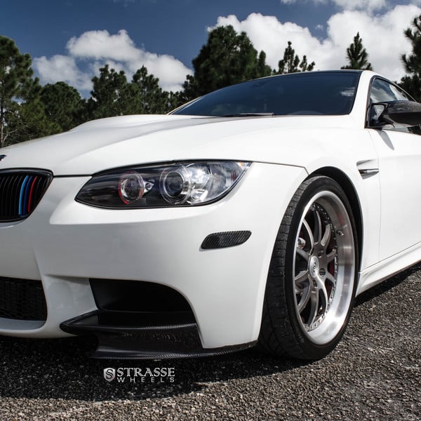 Custom White BMW 3-Series with Carbon Fiber Accents - Photo by Strasse Forged