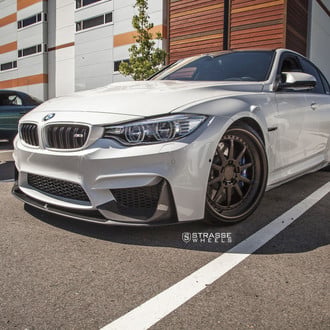 White BMW 3-Series with Aftermarket Projector Headlights - Photo by Strasse Forged