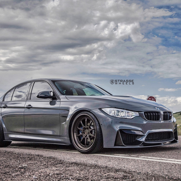 Gray BMW 3-Series with Crystal Clear Halo Headlights - Photo by Strasse Forged