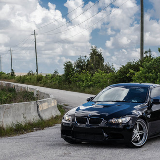 Black BMW 3-Series with Aftermarket Hood - Photo by Strasse Forged