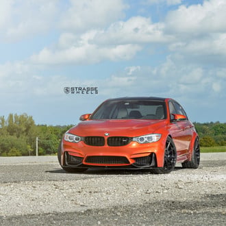 Orange BMW 3-Series with Carbon Fiber Front Lip - Photo by Strasse Forged