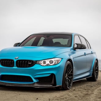 Matte Blue BMW 3-Series with Carbon Fiber Canards - Photo by Vorstiner