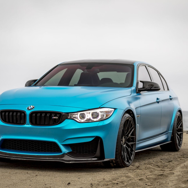 Matte Blue BMW 3-Series with Carbon Fiber Canards - Photo by Vorstiner
