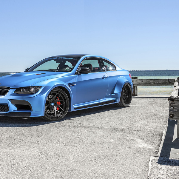 Aftermarket Body Kit on Blue BMW 3-Series - Photo by Vorstiner