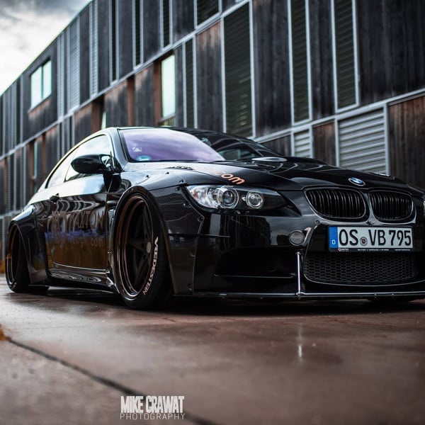 Menacing Black M3 With a Body Kit and Rear Window Louvers - Photo by Vossen