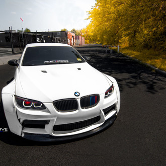 Carbon Fiber Front Lip on White BMW 3-Series - Photo by Incurve Wheels