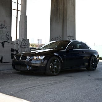 Black BMW 3-Series with Aftermarket Hood - Photo by Zito Wheels