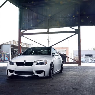 Custom Vented Hood on White BMW 3-Series - Photo by Zito Wheels