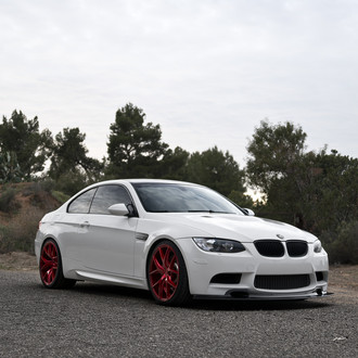 Snow White BMW 3-Series on Candy Red Buttoms
