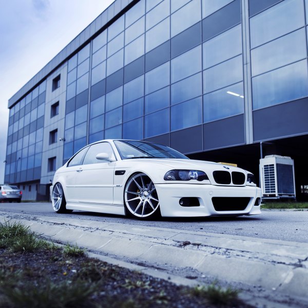 White BMW 3-Series with Dark Smoke Headlights - Photo by JR Wheels