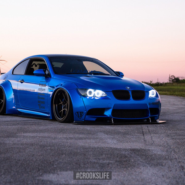 Blue BMW 3 Series with Custom Liberty Walk Body Kit - Photo by Jimmy Crook