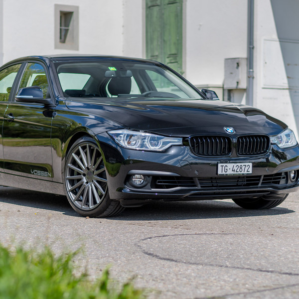 Gloss Black BMW 3-Series with Custom Front Bumper - Photo by Vossen
