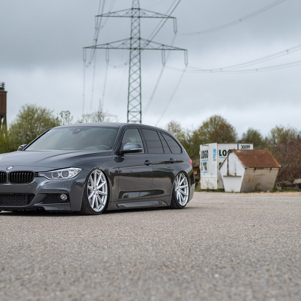 Lowered BMW 3-Series with Aftermarket Front Bumper - Photo by Vossen