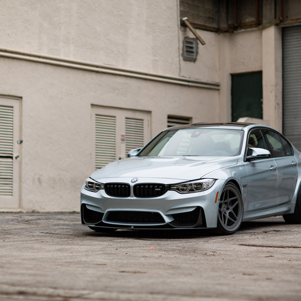 Silver Stone BMW 3-Series with Custom Front Bumper - Photo by Vossen