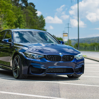 Blue Pearl BMW 3-Series with Aftermarket Front Bumper - Photo by Vossen