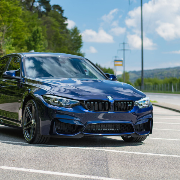 Blue Pearl BMW 3-Series with Aftermarket Front Bumper - Photo by Vossen