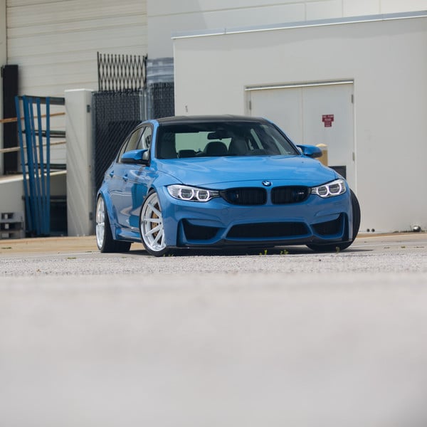Blue BMW 3-Series with Aftermarket Halo Headlights - Photo by Vossen