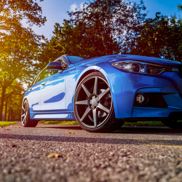 Blue BMW 3-Series with Custom LED Headlights - Photo by Vossen